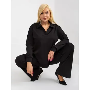 Dámský komplet s pruhovaným vzorem plus size PENELOPE černý