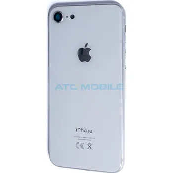 Náhradní kryt pro mobilní telefon iPhone 8 zadní kryt (sklo) s logem, rámem bílý včetně držáku SIM a tlačítek, EU verze a zpět 24 Kč s ATC Clubem