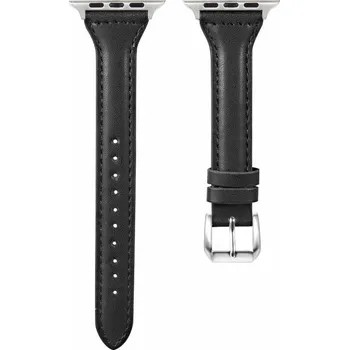 Příslušenství k chytrým hodinkám Elegantní tenký kožený řemínek 22 mm - univerzální (Samsung, Huawei, Xiaomi,..) Černá