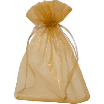 Dárková taška Dárkový sáček organzový BEAUTY ORGANDY zlatý 15 x 20cm (Dárkový sáček organzový, průsvitný, se zatahovací šňůrkou)
