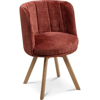 Křeslo Červené otočné polstrované křeslo z dubu Perla