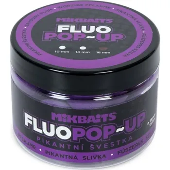 Nástraha Mikbaits Plovoucí Fluo Boilie - Pikantní švestka - 18mm/150ml