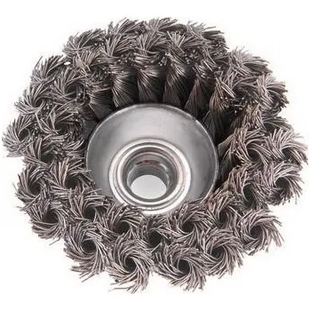 Drátěný kartáč PROTECO kartáč hrnkový copánkový dvouřadý 80 mm x M 14 Fe 0,5 mm