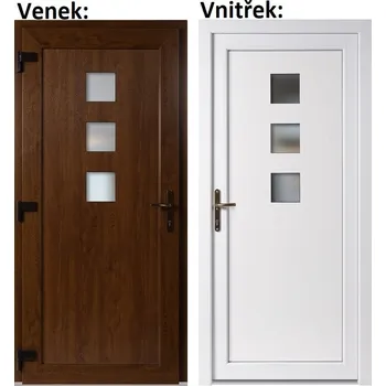 Vchodové dveře Plastové vchodové dveře Soft Ella, Zlatý dub/bílá, 100x210 cm, levé, otevírání VEN