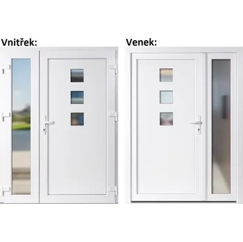 Vchodové dveře Dvoukřídlé vchodové dveře plastové Soft Ella+Sklo Nisip, Bílá/bílá, 150x200 cm, pravé