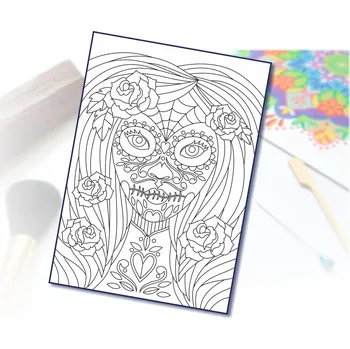 Radost v písku Šablona na pískování Den zesnulých - žena Varianta: A4 (210 × 297 mm)