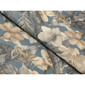 Dekorační látka Porto PRT-005 Květy a listy na tmavě modrém - šířka 280 cm