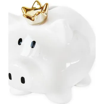 Pokladnička Prasátko pokladnička keramika 13,5cm bílá/zlatá