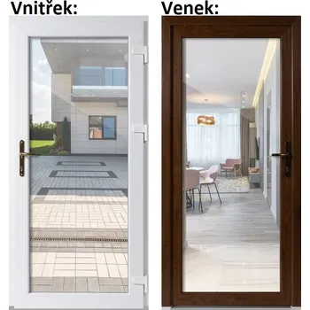Vchodové dveře Vchodové dveře plastové Soft 3/3 sklo Čiré zlatý dub/bílá 100x210 cm, pravé