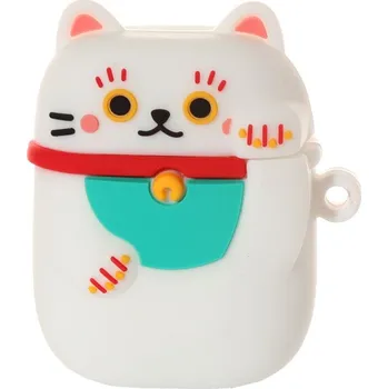 Organizér na kosmetiku Silikonové pouzdro kočka na bezdrátová sluchátka Maneki Neko