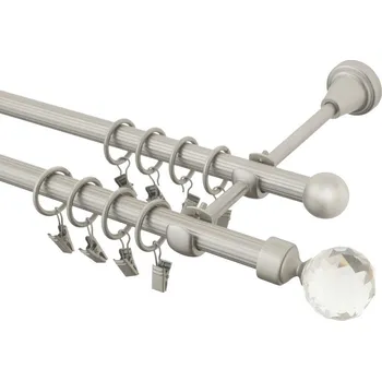 Garnýž Garnýž kovová 210 cm rýhovaná dvouřadá - dvojitá 16 Koule crystal chrom mat