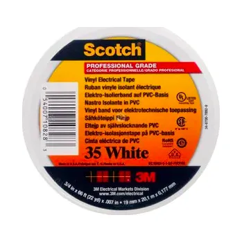 Výstražná páska Scotch 35 Vinylová elektrotechnická páska, bílá, 19mm x 20m
