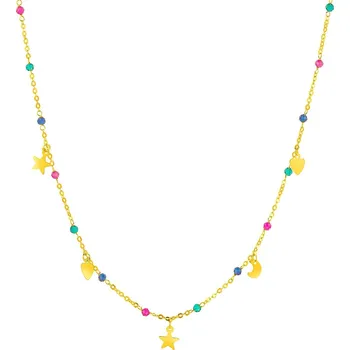 Náhrdelník Zlatý náhrdelník se sklem, anker - hvězdy, srdce, půlměsíc - AP534-3421