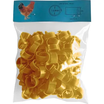 GAUN Zámkový kroužek na slepice a kachny 100 ks 16 mm, žlutý