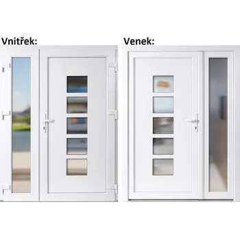 Vchodové dveře Dvoukřídlé vchodové dveře plastové Soft Lucy+Sklo Nisip, Bílá/bílá, 130x200 cm, pravé