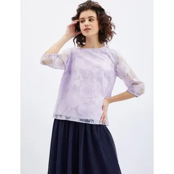 Světle fialová dámská květovaná halenka