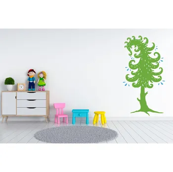 Samolepící dekorace Lepy.cz Samolepka na zeď Kouzelný les - Strom Velikost (šířka x výška): 40x77cm, Kombinace barev sety: Světle oranžová + ledová modrá