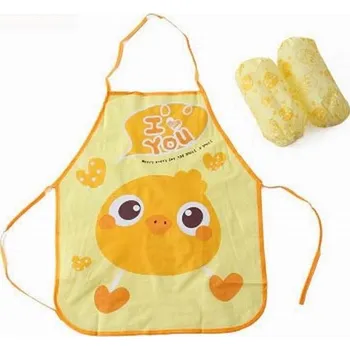 Dětská zástěra Zástěra pro děti | zástěra na malování s rukávy, styl zvířátka - žlutá