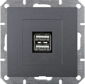 Stavebniny Timex Zásuvka OPUS 2xUSB s podsvícením premium grafit