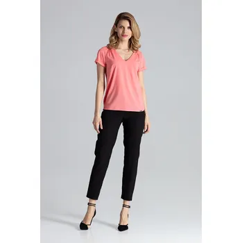 Dámská halenka Halenka s véčkovým výstřihem M665 FIGL Velikost: XL, Barva (Varianta): Korálová