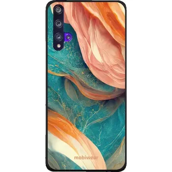 Pouzdro na mobilní telefon Lesklý kryt Mobiwear Glossy - Huawei Nova 5T / Honor 20 - G025G - Azurový a oranžový mramor (Prémiové lesklé pouzdro, obal, kryt Mobiwear Glossy na mobil Huawei Nova 5T / Honor 20 - G025G - Azurový a oranžový mramor, materiál Plast + TPU silikon - krytí p