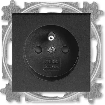 Elektrická zásuvka ABB LEVIT M Zásuvka 55x55 s ochranným kolíkem s clonkami onyx 5519H-A02557 63