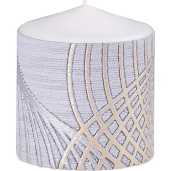Svíčka Válec 70x80mm tapeta geometrie šedozlatá svíčka 91 gram