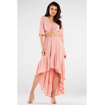 Dámská halenka Halenka s 3/4 rukávem se stahovací šňůrkou A423 Barva: Pudrová, Velikost: L