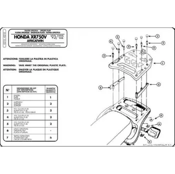 Nosič na motocykl a skútr KAPPA zadní nosič kufru HONDA XRV 750 AFRICA TWIN (93-02) ( s plotnou MONOKEY ) (KAPPA zadní nosič kufru HONDA XRV 750 AFRICA TWIN (93-02) ( s plotnou MONOKEY ))