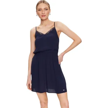 Dámské oblečení TOMMY HILFIGER DÁMSKÉ ŠATY TJW ESSENTIAL LACE STRAP DRESS NAVY DW0DW15174 C87 Velikost: XS