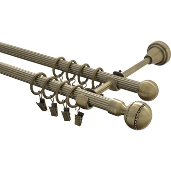 Garnýž kovová 170 cm rýhovaná dvouřadá - dvojitá 16 Paola crystal mosaz