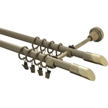 Garnýž kovová 230 cm rýhovaná dvouřadá - dvojitá 16 Piza II double mosaz