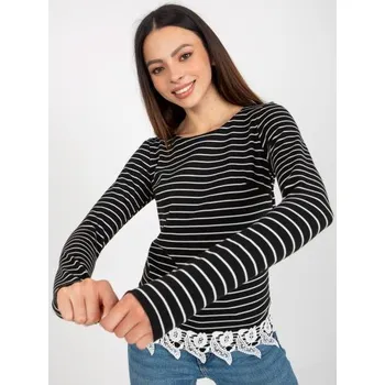 Dámská halenka Dámská halenka s krajkovým lemem pruhovaná CAMILIA černá