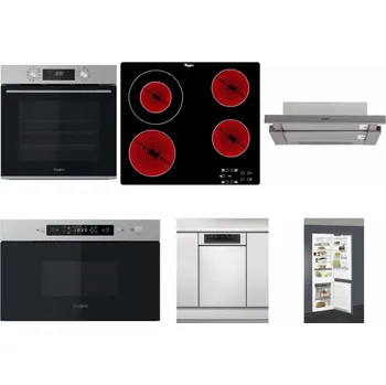 Set domácích spotřebičů WHIRLPOOL OMK58CU1SX + WHIRLPOOL AKT 8130/NE + WHIRLPOOL AKR 5390/1 IX + WHIRLPOOL MBNA910X + WHIRLPOOL WSBO 3O34 PF X + WHIRLPOOL ART 66112