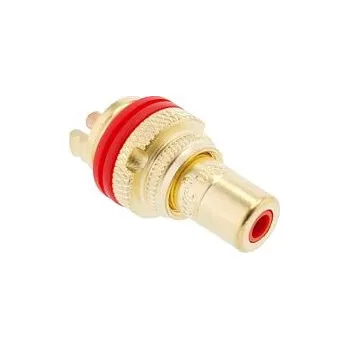 Elektrický konektor RCA cinch 805 pozlacený konektor, do panelu, samice barevná varianta Červená