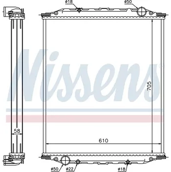 Motor automobilu Chladič vody MAN M2000 (95-) 705x610x58 bez rámu