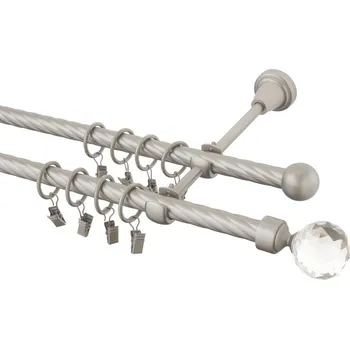 Garnýž Garnýž kovová 190 cm kroucená dvouřadá - dvojitá 16 Koule crystal chrom mat