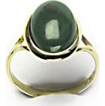 Zlatý prsten, přírodní malachit, žluté zlato - T 1454 m (malachit 14x10 mm)