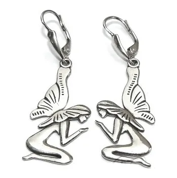 Náušnice Stříbrné náušnice víla - NK20/DN47 patina (Stříbrné visací náušnice na patent víla)