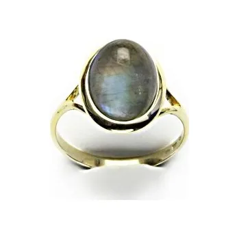 Prsten Zlatý prsten, přírodní labradorit, žluté zlato, T 1454