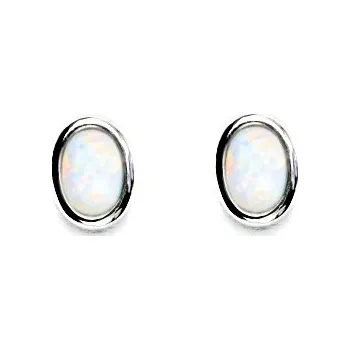 Náušnice Stříbrné náušnice, syntetický bílý opál, NŠ 1354