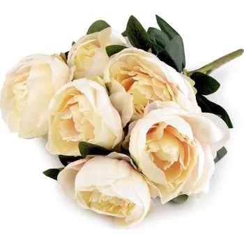 umělá květina Stoklasa Kytice umělá Pivoňka světle krémová/růžová 9 ks