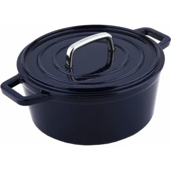 Hrnec Pekáč s poklicí litinový kulatý se smaltovaným povrchem ALPEN 24 cm modrá CS-079369