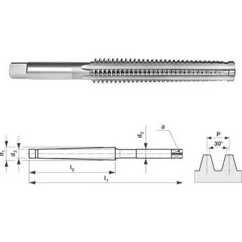 Závitořezný nástroj Bučovice Tools Závitník trapézový 22x2 7H HSS ČSN22 3097 - BU-TR-3097-22-2