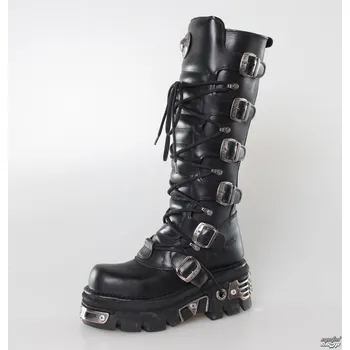Pánská zimní obuv boty kožené dámské - 6-Buckle Boots (272-S1) Black - NEW ROCK - M.272-S1 - 46