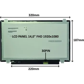 Náhradní displej pro notebook LCD PANEL 14,0" FHD 1920x1080 30PIN MATNÝ IPS / ÚCHYTY NAHOŘE A DOLE SIL