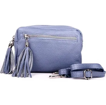 Kabelka Malá džínově modrá kožená crossbody kabelka Vera Pelle no. 76