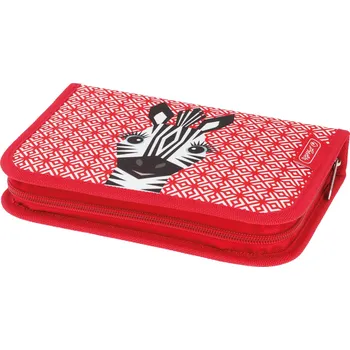 Penál Školní penál Herlitz 1-patrový 2 chlopně vybavený - Cute Animals - zebra
