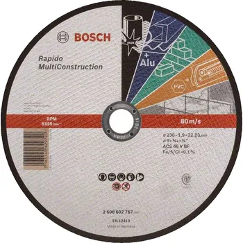 Pilový kotouč BOSCH Dělicí kotouč rovný Rapido Multi Construction, 230x1,9 mm 2608602767 free_store_pickup