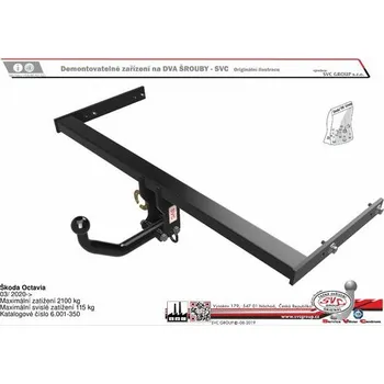 Tažné zařízení Tažné zařízení Škoda Octavia 03/2020->07/2024 SV 6.001-350, SVC GROUP